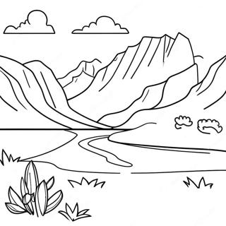 Pagina da Colorare del Bellissimo Paesaggio dello Utah | pagina da colorare Utah