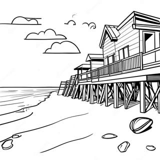 Pagina da Colorare Scena della Spiaggia Outer Banks | pagina da colorare Outer Banks