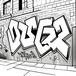 Pagina da Colorare di Graffiti Urbano | pagina da colorare Ghetto