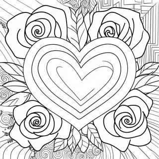 Pagina da Colorare Bouquet di Cuori Rosa Elegante | pagina da colorare Cuore Rosa