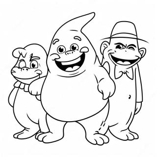 Pagina da Colorare Grimace con Amici | pagina da colorare Grimace
