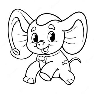 Pagina da colorare di Dumbo carino che vola | pagina da colorare Dumbo