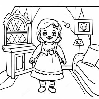 Pagina da Colorare di Annabelle nella Casa Infestata | pagina da colorare Annabelle
