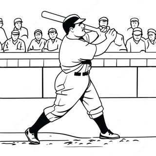 Pagina da Colorare del Classico Swing di Babe Ruth | pagina da colorare Babe Ruth