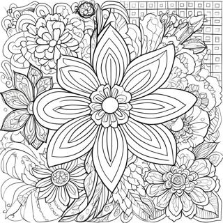Pagina da Colorare di Fiore Intricato Difficile | pagina da colorare Fiore Difficile