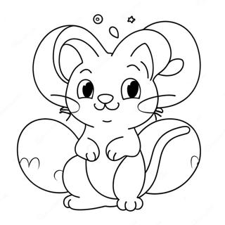 Pagina da colorare di Mew carino con palloncini | pagina da colorare Mew