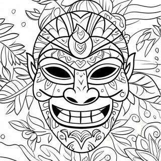 Pagina da Colorare di Maschera Tiki Tropicale | pagina da colorare Tiki