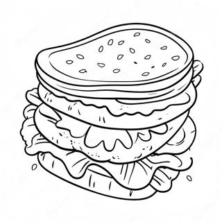 Pagina da Colorare del Delizioso Panino | pagina da colorare Pranzo