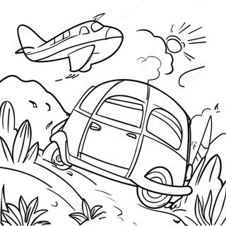 Pagina da colorare di un'avventura di viaggio emozionante | pagina da colorare Viaggio