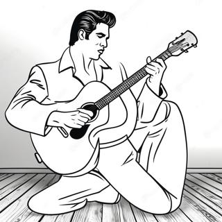 Pagina da colorare di Elvis con le scarpe di camoscio blu | pagina da colorare Elvis