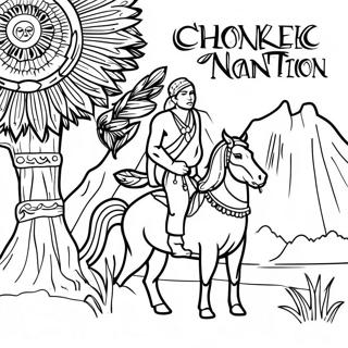 Pagina da Colorare della Nazione Cherokee | pagina da colorare Cherokee