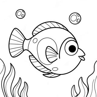 Pagina da Colorare di Dory Carina che Nuota | pagina da colorare Dory Facile