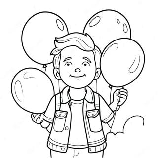 Pagina da Colorare di Aaron con Palloncini Colorati | pagina da colorare Aaron