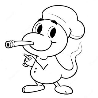 Pagina da Colorare del Personaggio dei Cartoni che Fuma la Pipa | pagina da colorare Fumare