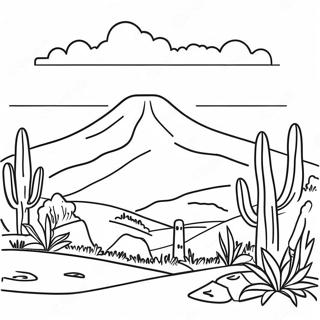 Pagina da Colorare di Paesaggio del Marocco con Montagne | pagina da colorare Marocco