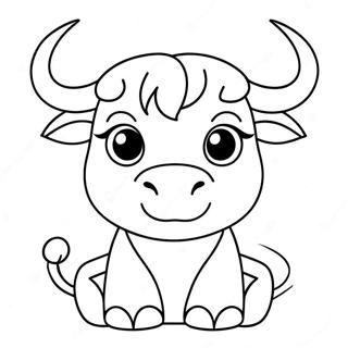 Pagina da Colorare di un Carino Toro | pagina da colorare Toro