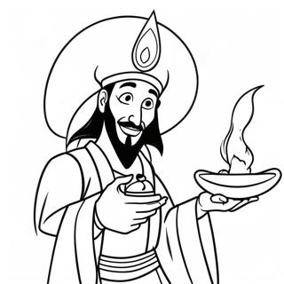 Pagina da Colorare di Jafar con Lampada Magica | pagina da colorare Jafar