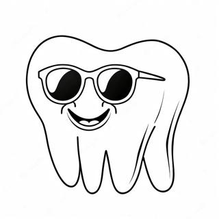 Pagina da colorare Dente Divertente con occhiali da sole | pagina da colorare Dente