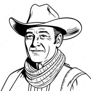 Pagina da Colorare Cowboy Classico John Wayne | pagina da colorare John Wayne