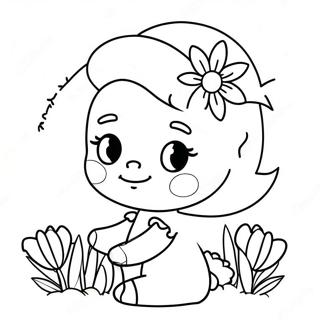 Pagina da colorare Amy carina con fiori | pagina da colorare Amy