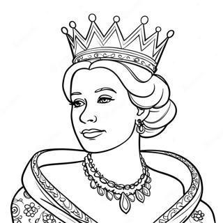 Pagina da colorare Regina elegante con corona | pagina da colorare Regina