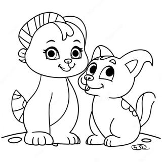 Pagina da Colorare di Cleo e Cuquin che Giocano Insieme | pagina da colorare Cleo e Cuquin