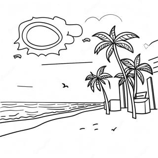 Pagina da Colorare del Tramonto a Miami Beach | pagina da colorare Miami