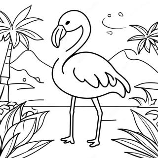 Pagina da Colorare del Fenicottero Colorato di Miami | pagina da colorare Miami