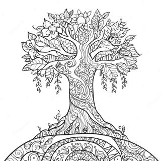 Pagina da Colorare Albero del Karma Positivo | pagina da colorare Karma
