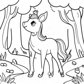 Pagina da Colorare con Scena di Foresta Incantata | pagina da colorare Scene