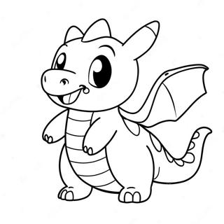 Pagina da Colorare Dragonite Carino che Vola | pagina da colorare Dragonite