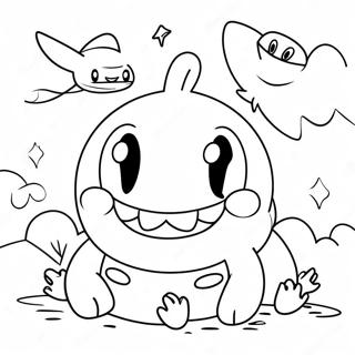Pagina da Colorare di Chain Chomp Felice che Gioca con gli Amici | pagina da colorare Chain Chomp