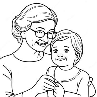 Pagina da colorare della nonna e della nipote | pagina da colorare Nonna e Nipote