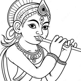 Krishna che Suona il Flauto Pagina da Colorare | pagina da colorare Krishna