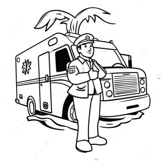 Paramedico EMT in Azione Pagina da Colorare | pagina da colorare EMT