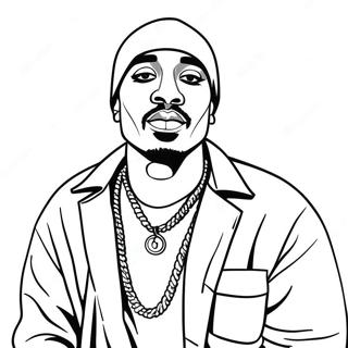 Tupac in un Outfit Elegante Pagina da Colorare | pagina da colorare Tupac
