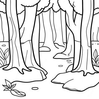 Pagina da Colorare della Scena Forestale | pagina da colorare Foresta