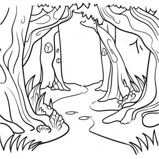 Pagina da Colorare della Foresta Incantata Magica | pagina da colorare Foresta