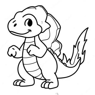 Pagina da Colorare Charmeleon che Sputa Fuoco | pagina da colorare Charmeleon