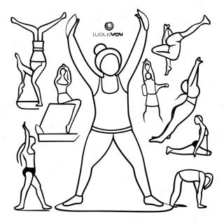 Pagina da Colorare delle Pose di Yoga Lululemon | pagina da colorare Lululemon