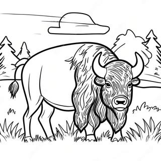 Pagina da Colorare Bisonte Maestoso nello Yellowstone | pagina da colorare Yellowstone