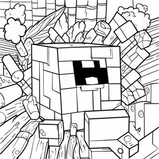 Pagina da Colorare del Blocco TNT di Minecraft | pagina da colorare Minecraft TNT