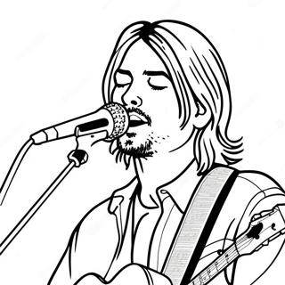 Pagina da Colorare di Kurt Cobain che Canta | pagina da colorare Nirvana
