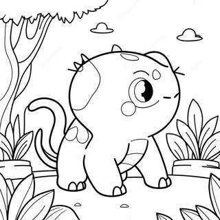 Pagina da Colorare con Bulbasaur Carino in un Giardino | pagina da colorare Bulbasaur