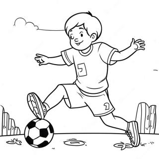 Pagina da Colorare del Figlio che Gioca a Calcio | pagina da colorare Figlio