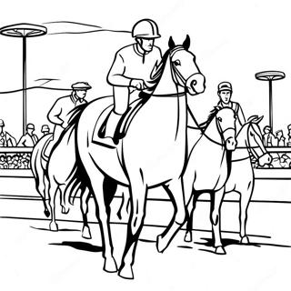 Pagina da Colorare della Scena delle Corse di Cavalli Derby | pagina da colorare Derby