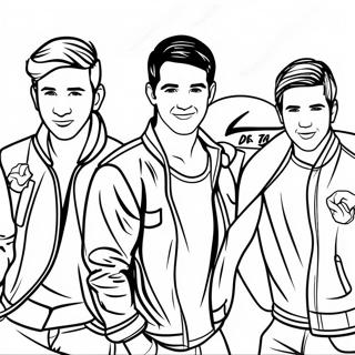 Pagina da Colorare dei Membri della Band Big Time Rush | pagina da colorare Big Time Rush