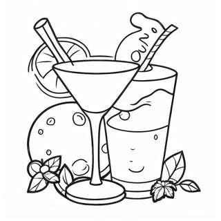 Pagina da Colorare dei Cocktail Colorati | pagina da colorare Alcol