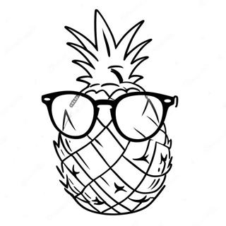 Pagina da Colorare con Ananas Carino con Occhiali da Sole | pagina da colorare Ananas