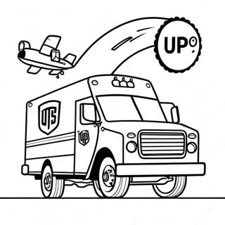 Pagina da Colorare del Camion di Consegna UPS | pagina da colorare UPS